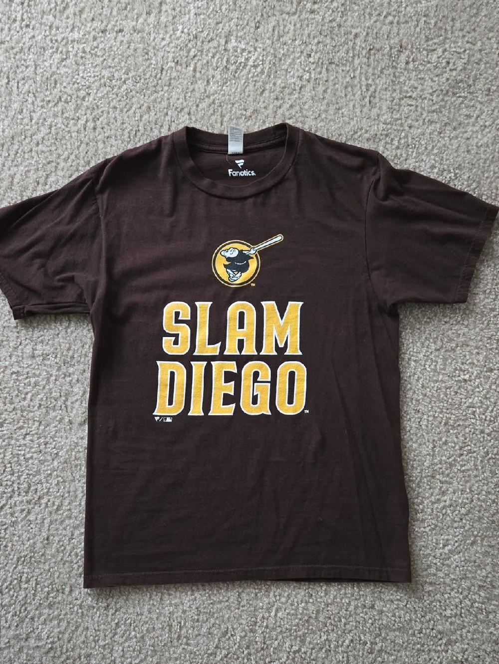 Fanatics Brown Tee with Yellow and White 'Slam Diego' Graphic